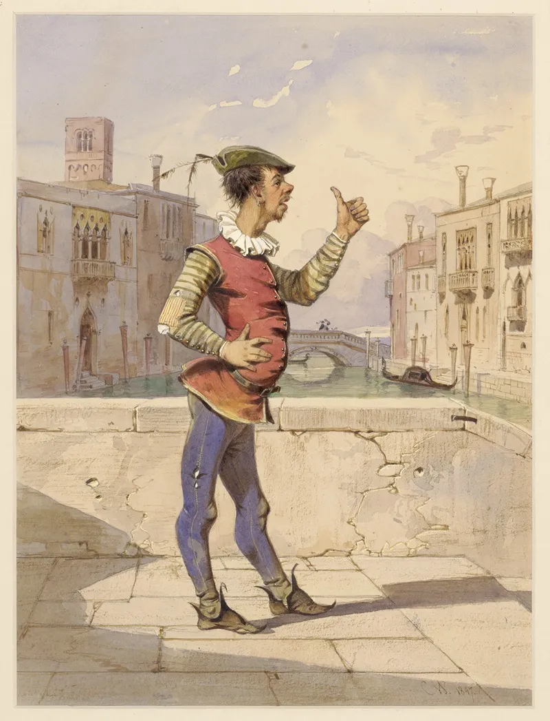 Merchant Of Venice Act 2 Scene 2 Launcelot Gobbo The Clown Wall Art by Charles Heath Wilson - High-Resolution Digital Print