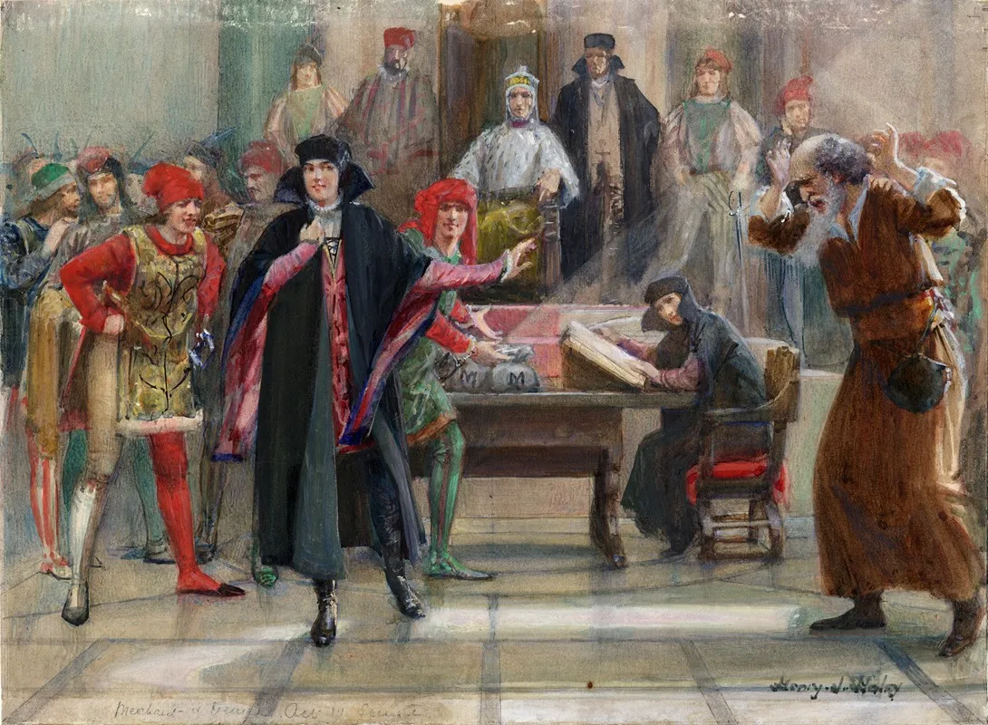 Merchant Of Venice Act Iv Scene I The Jew Shall Have All Justice Wall Art by Henry James Haley - High-Resolution Digital Print