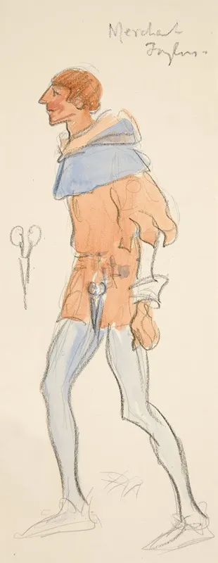 Merchant Taylor Costume Sketch For Henry Irvings Planned Production Of King Richard Ii