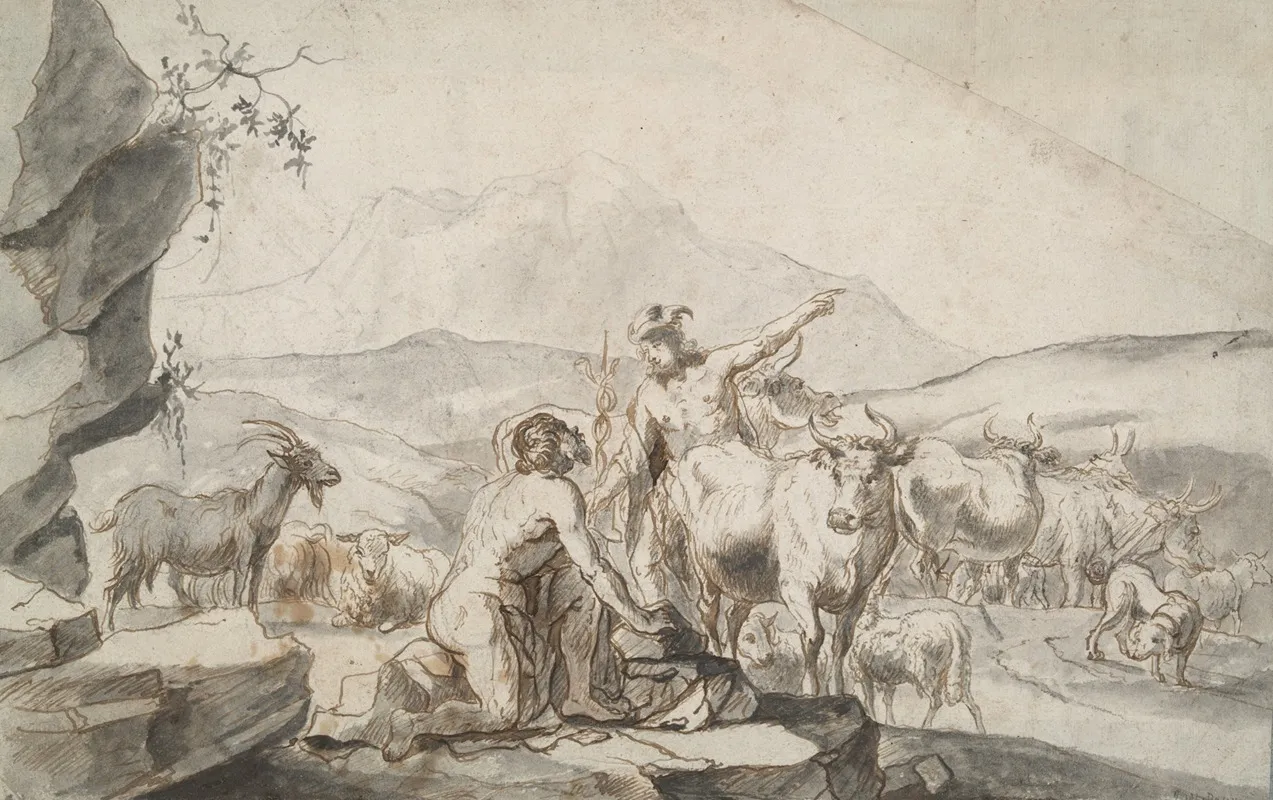 Mercury And Battus 2 Wall Art by Circle of Moyses Matheusz van Uyttenbroeck - High-Resolution Digital Print