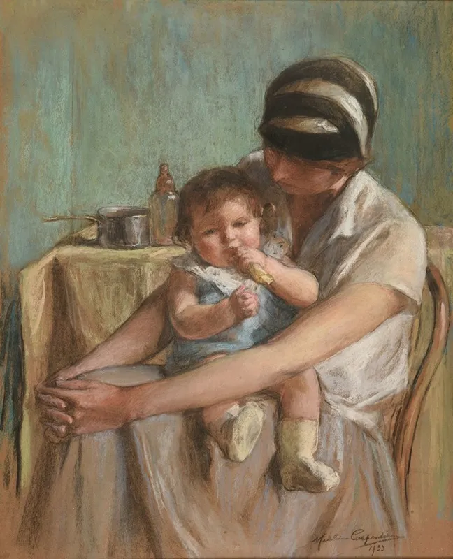 Mere Et Son Bebe Wall Art by Madeleine Carpentier - High-Resolution Digital Print