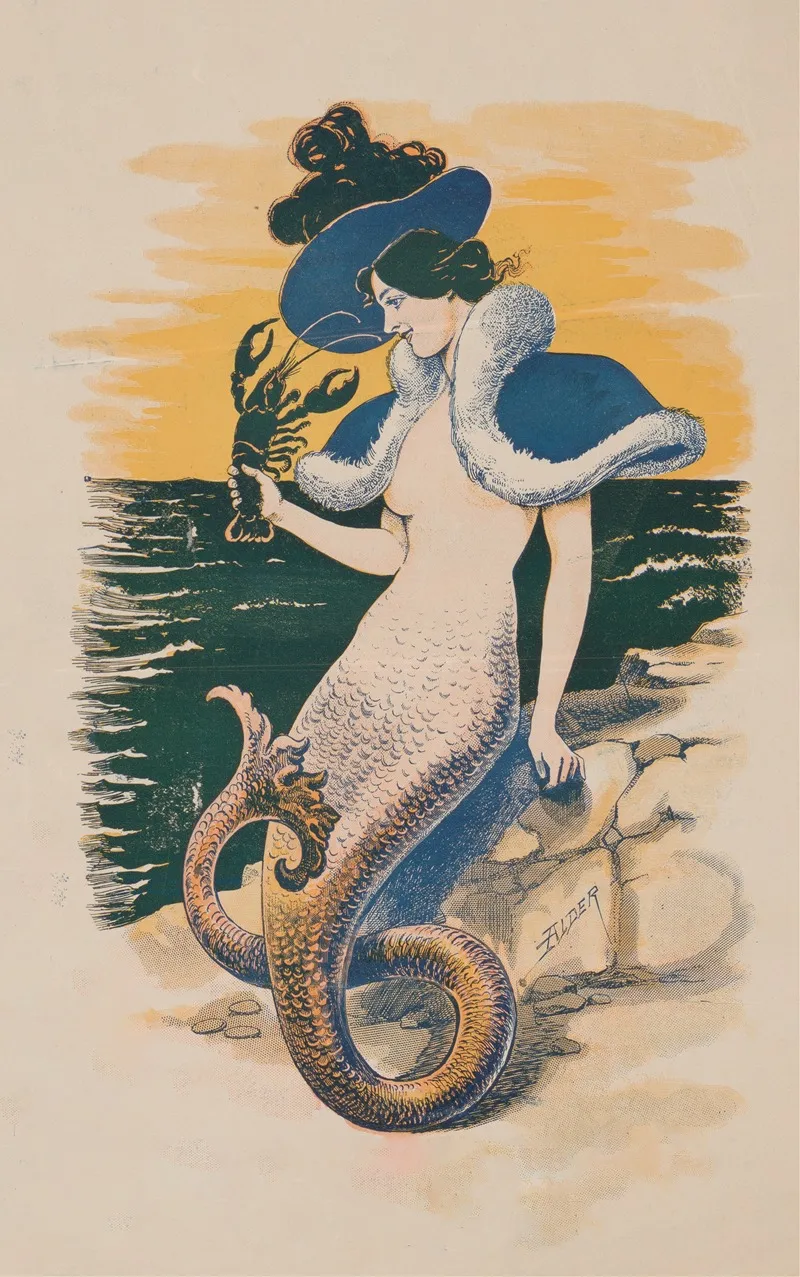 Mermaid Is Holding A Lobster Wall Art by Alder - High-Resolution Digital Print