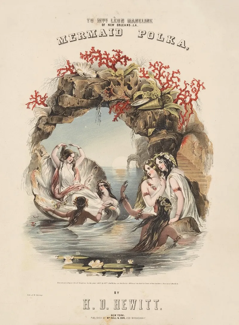 Mermaid Polka By H D Hewitt Wall Art by Sarony, Major &amp; Knapp Lith. - High-Resolution Digital Print