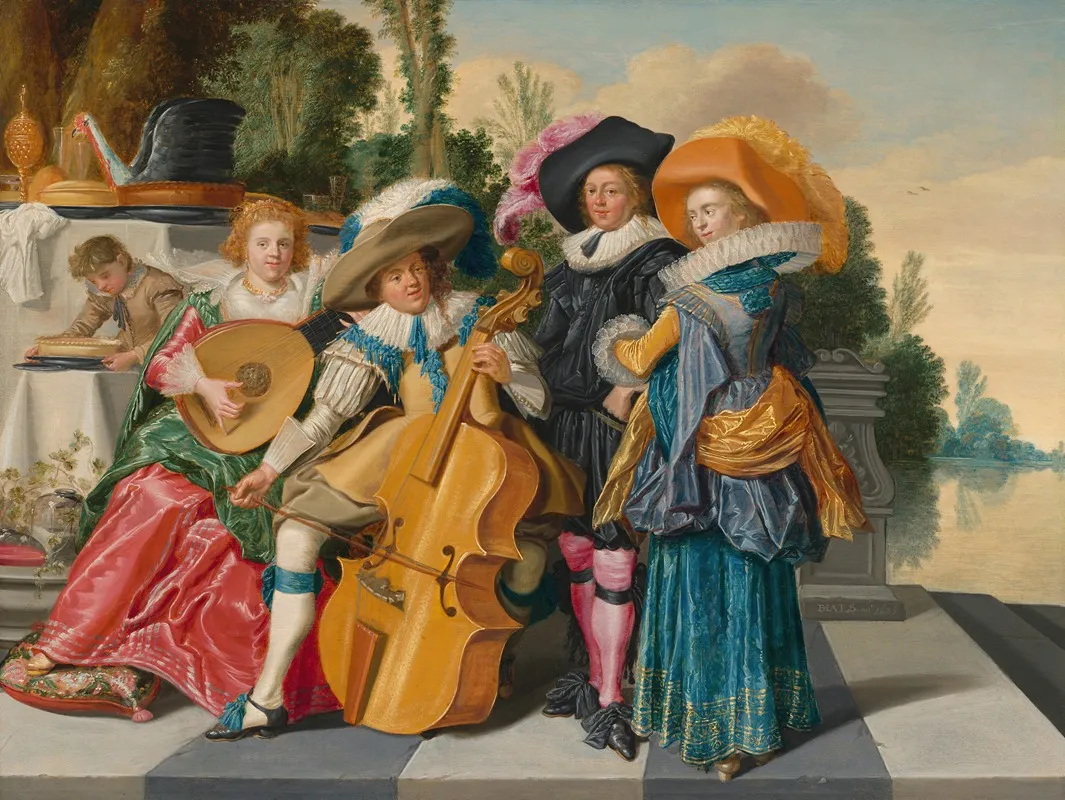 Merry Company On A Terrace 3 Wall Art by Dirck Hals - High-Resolution Digital Print