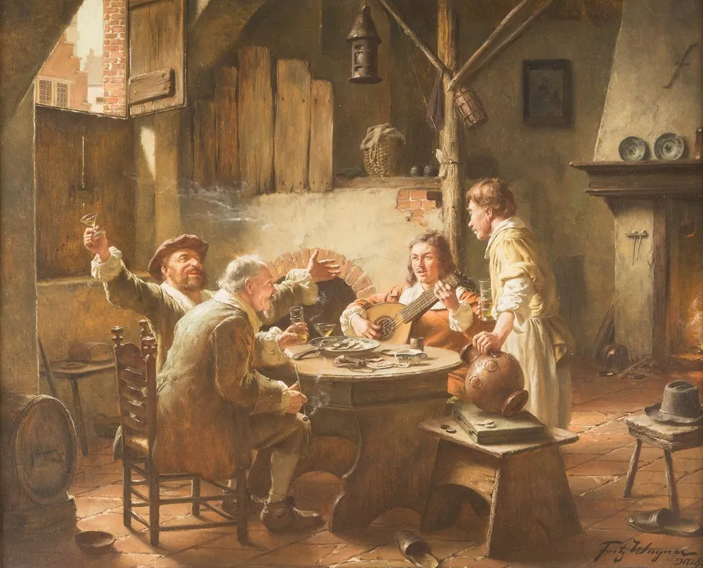 Merry Gathering Wall Art by Fritz Wagner - High-Resolution Digital Print
