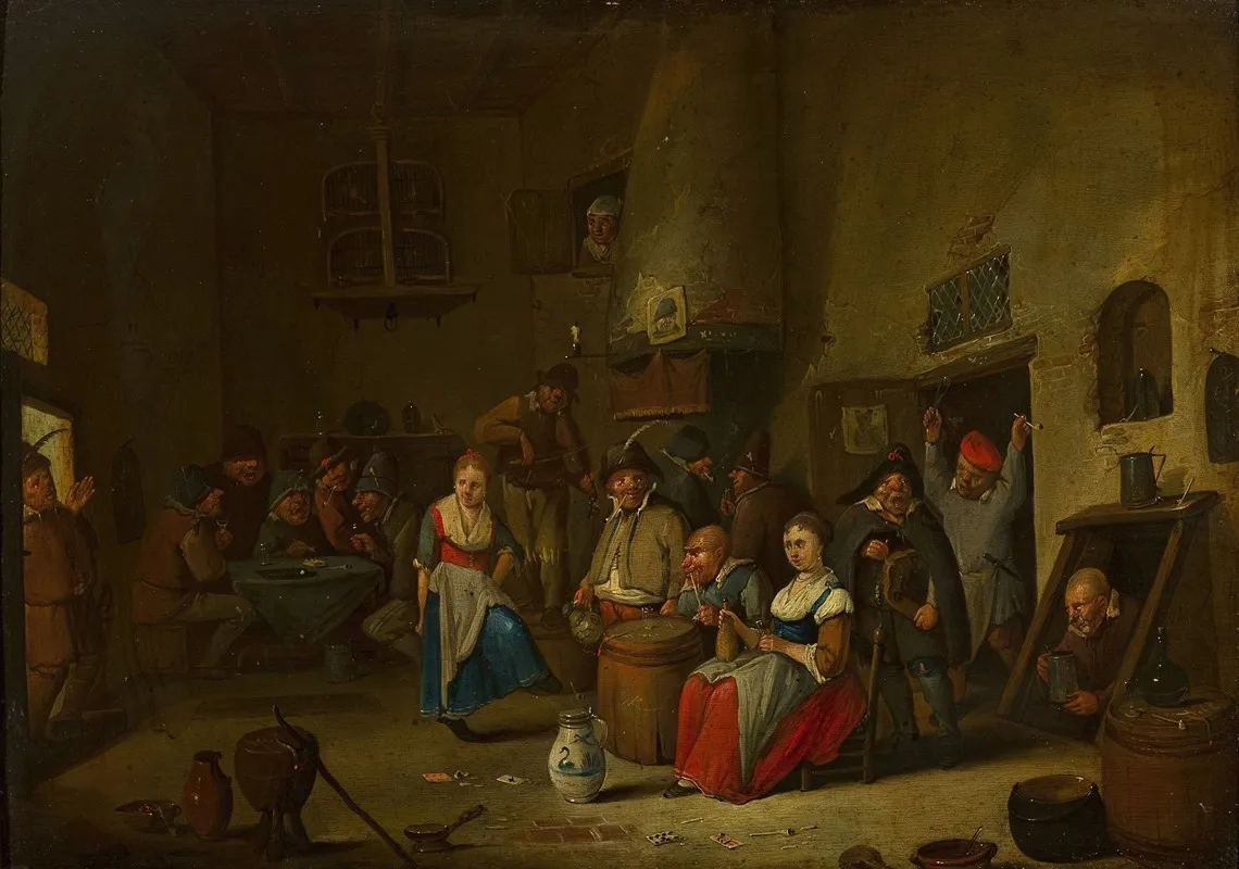 Merry Making In A Tavern 2 Wall Art by Hubert van Ravesteyn - High-Resolution Digital Print