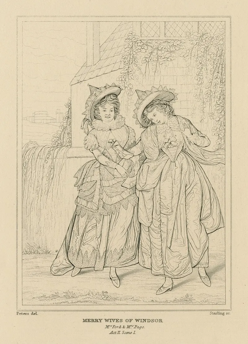 Merry Wives Of Windsor Act 2 Scene 1 Mrs Page Mrs Ford Comparing Letters Wall Art by William Francis Starling - High-Resolution Digital Print
