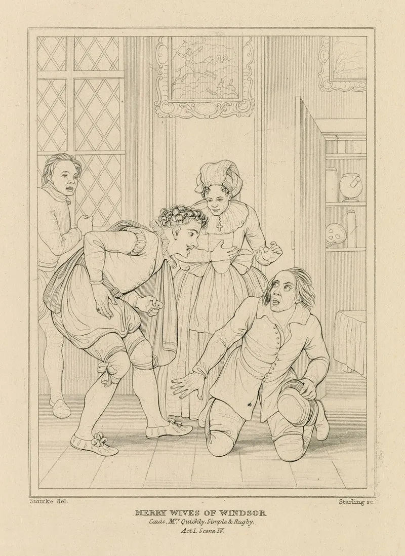 Merry Wives Of Windsor Caius Mrs Quickly Simple Rugby Act I Scene Iv Wall Art by William Francis Starling - High-Resolution Digital Print