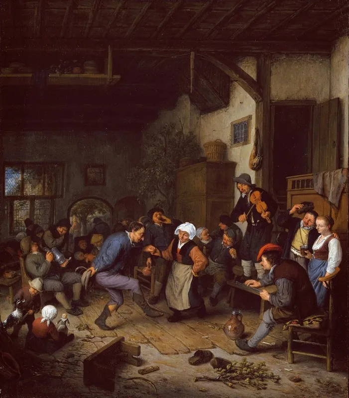Merrymakers In An Inn Wall Art by Adriaen van Ostade - High-Resolution Digital Print