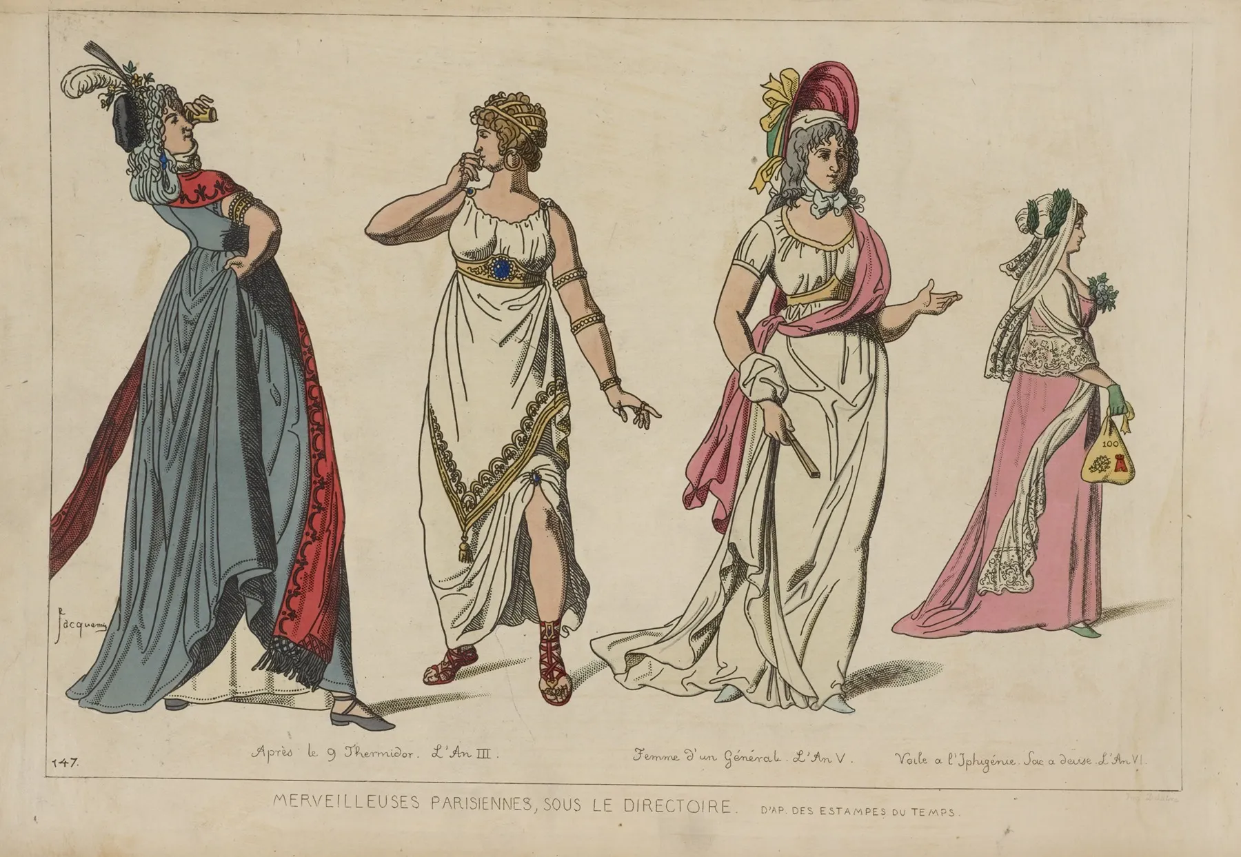 Merveilleuses Parisiennes Sous Le Directoire Dapres Des Estampes Du Temps