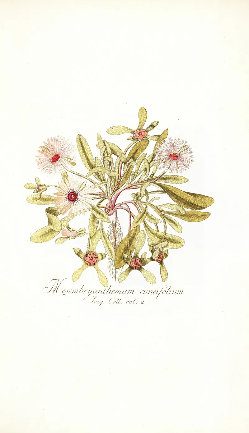 Mesembryanthemum Cuneifolium Wall Art by Nikolaus Joseph Freiherr von Jacquin - High-Resolution Digital Print