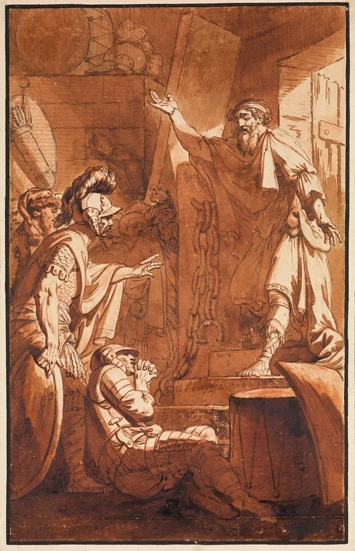 Messenger At The Door Of A Guardhouse Wall Art by Philippe Louis Parizeau - High-Resolution Digital Print