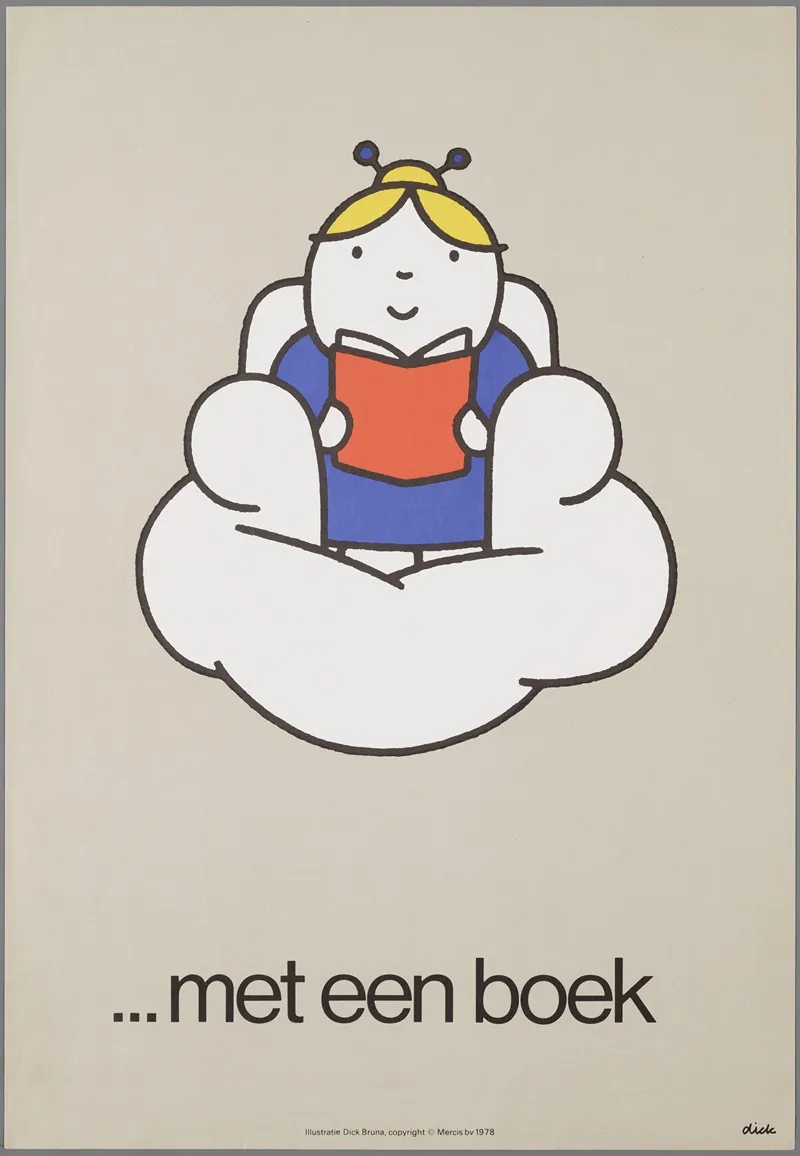 Met Een Boek Wall Art by Dick Bruna - High-Resolution Digital Print