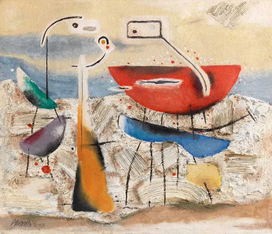 Metaphysische Landschaft Wall Art by Willi Baumeister - High-Resolution Digital Print