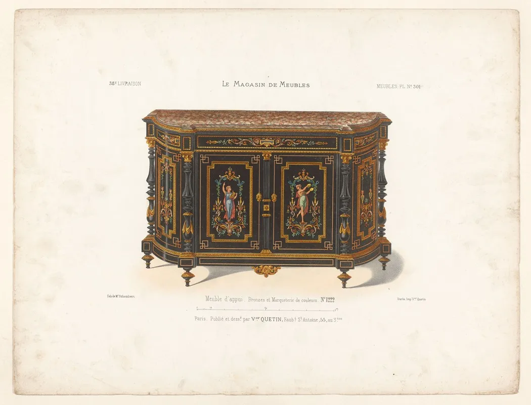 Meuble Dappui Bronzes Et Marqueterie De Couleurs Wall Art by Victor Léon Michel Quétin - High-Resolution Digital Print