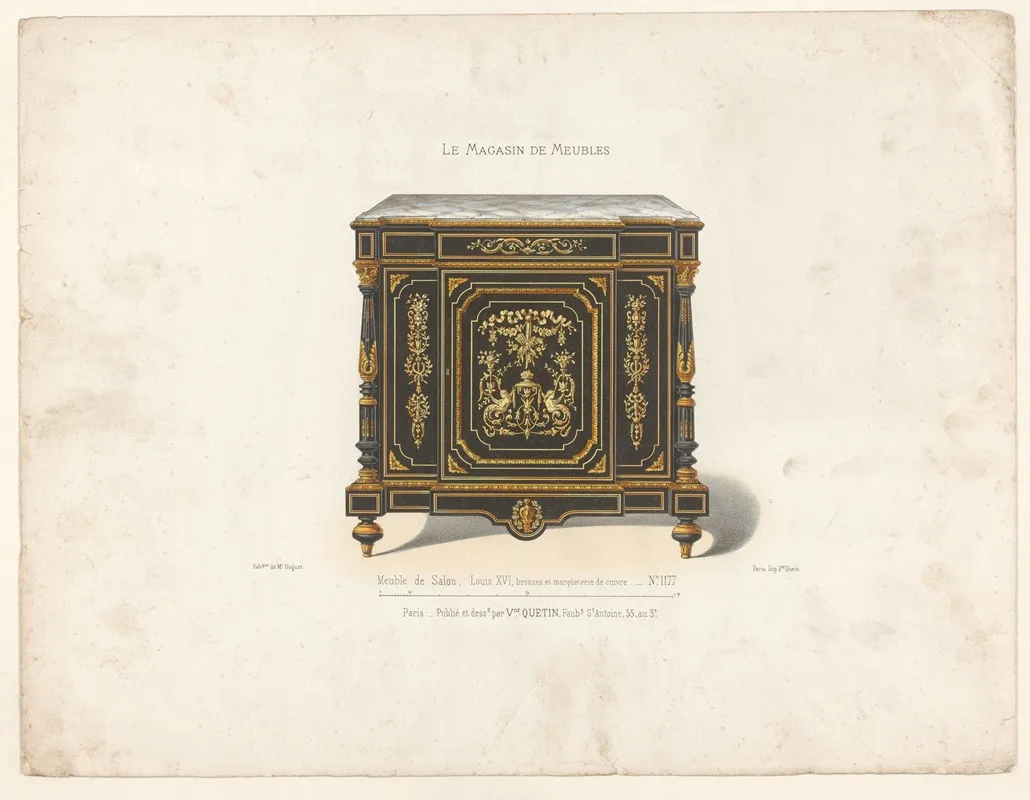 Meuble De Salon Louis Xvi Bronzes Et Marqueterie De Cuivre Wall Art by Victor Léon Michel Quétin - High-Resolution Digital Print