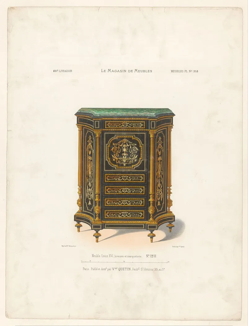 Meuble Louis Xvi Bronzes Et Marqueterie Wall Art by Victor Léon Michel Quétin - High-Resolution Digital Print