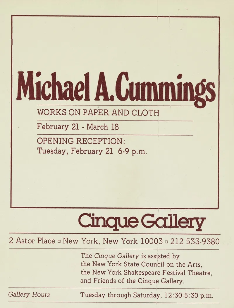 Michael Cummings Works On Paper And Cloth Exhibition At Cinque Gallery