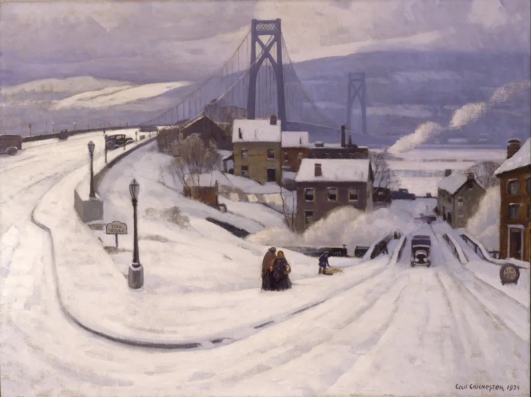 Mid Hudson Bridge Winter Wall Art by Cecil Chichester - High-Resolution Digital Print