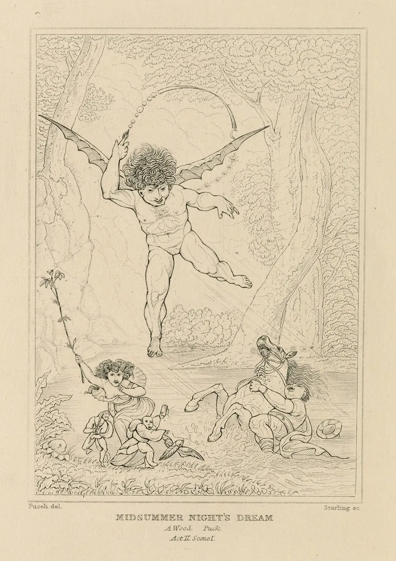 Midsummer Nights Dream A Wood Puck Act Ii Scene I Wall Art by William Francis Starling - High-Resolution Digital Print