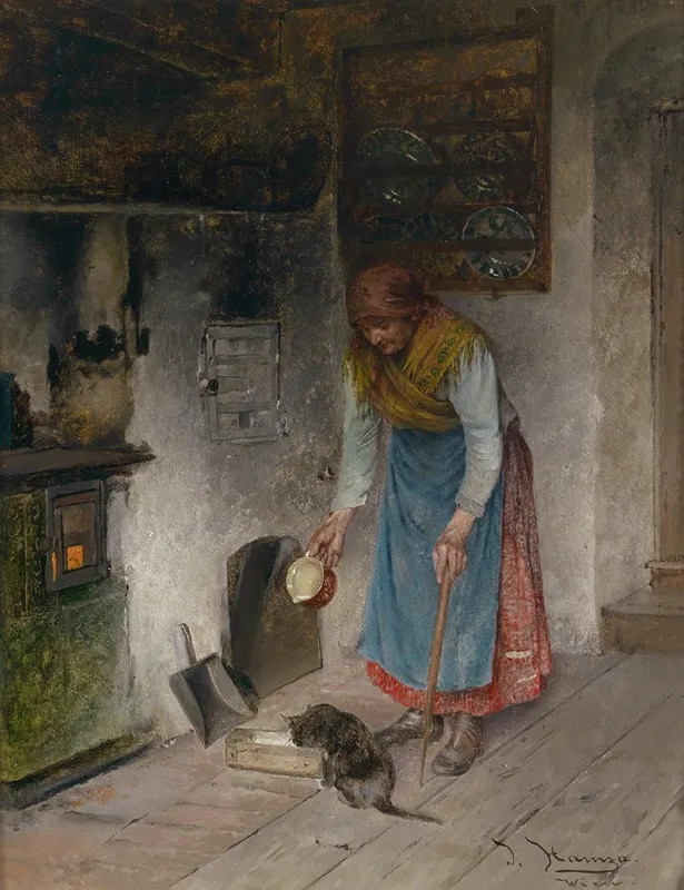 Milch Fur Das Katzchen Wall Art by Johann Hamza - High-Resolution Digital Print