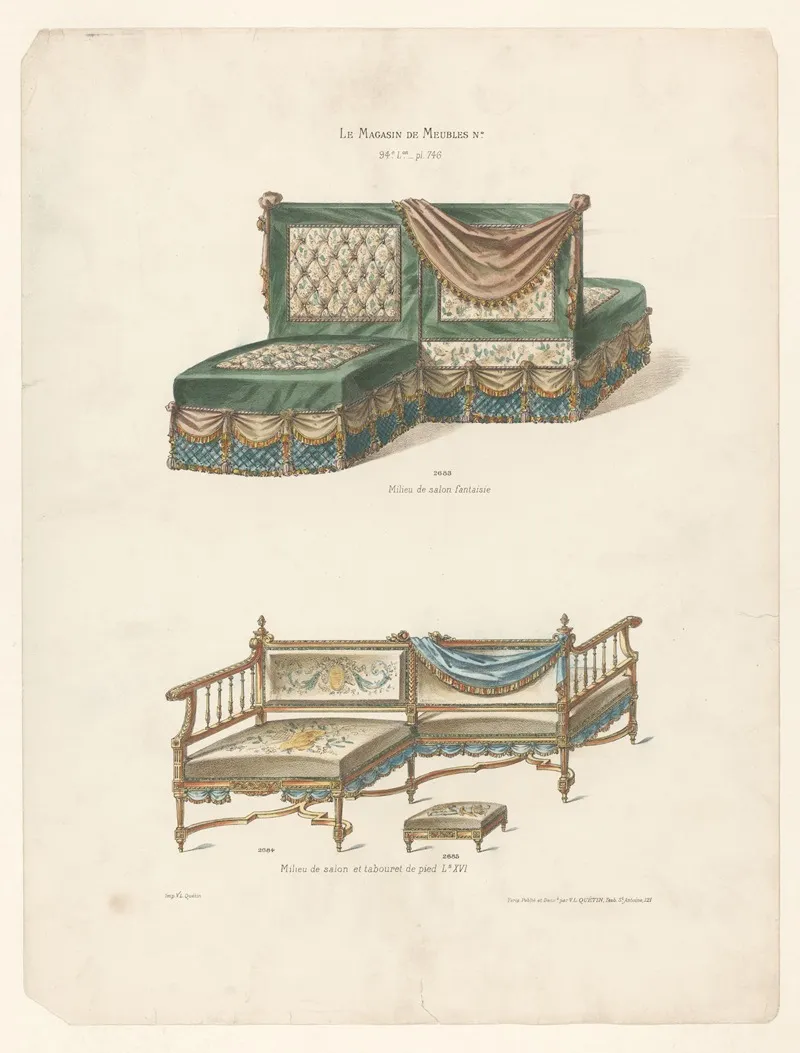 Milieu De Salon Fantaisie Milieu De Salon Et Tabouret De Pied Ls Xv Wall Art by Victor Léon Michel Quétin - High-Resolution Digital Print