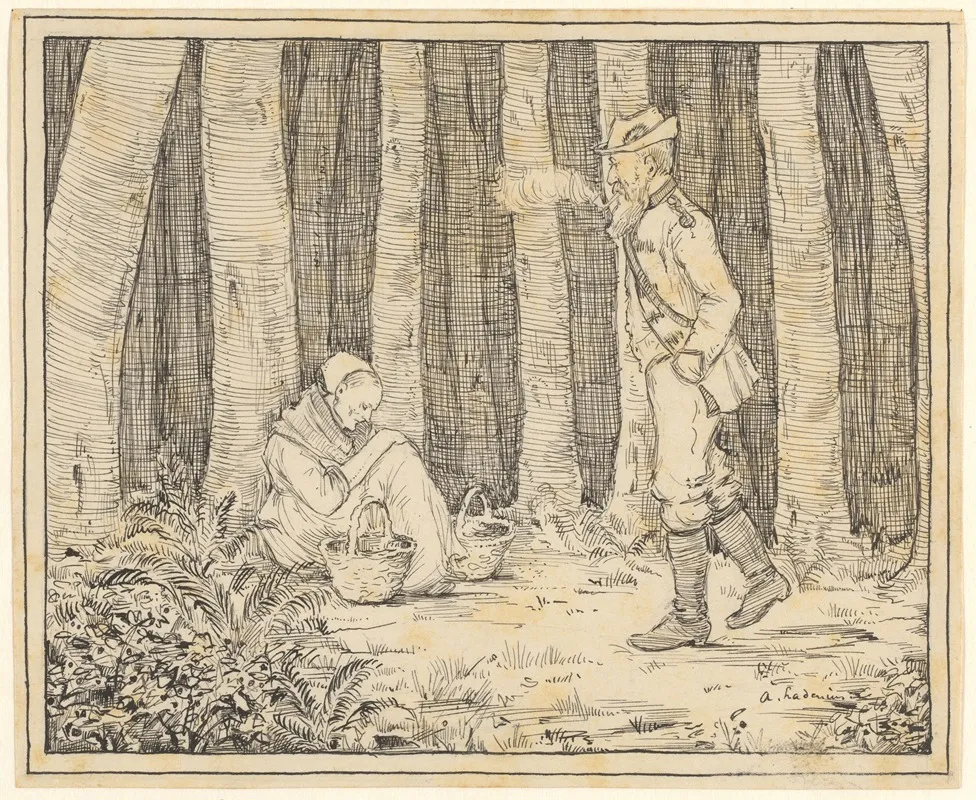 Militair En Een Oude Vrouw In Een Bos