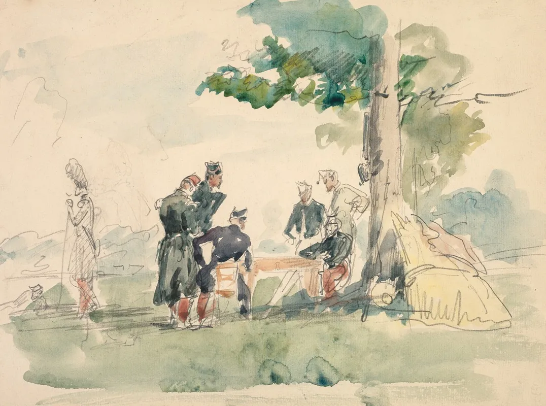 Militaires Sous Un Arbre Soldiers Under A Tree
