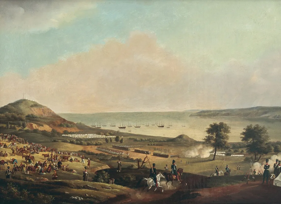 Militarlager In Der Bucht Von Sewastopol Wahrend Des Turkisch Russischen Krieges 1853 Bis 1856 Auf Der Halbinsel Krim Wall Art by Nikolay Sauerweid - High-Resolution Digital Print
