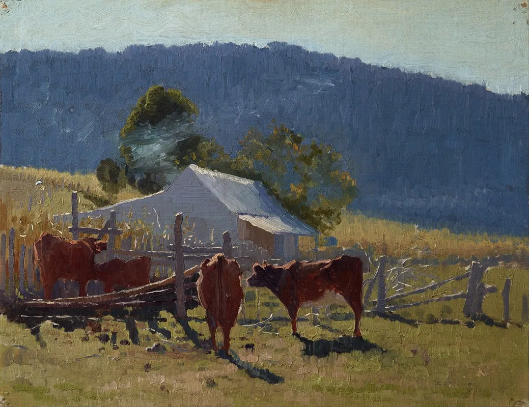 Milking Time Araluen Valley Wall Art by Elioth Gruner - High-Resolution Digital Print