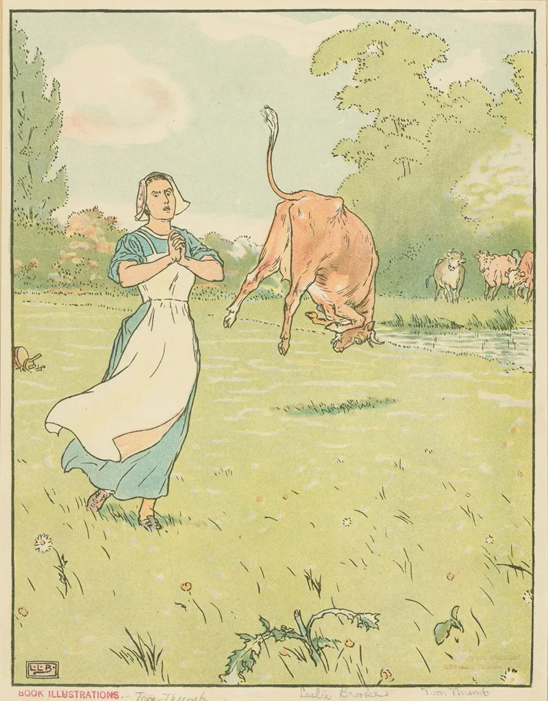 Milkmaid And Cows In A Field