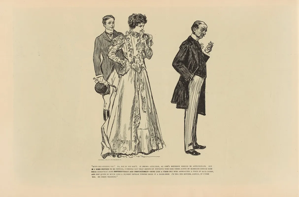 Mind His Kissing You No Not If You Dont Wall Art by Charles Dana Gibson - High-Resolution Digital Print