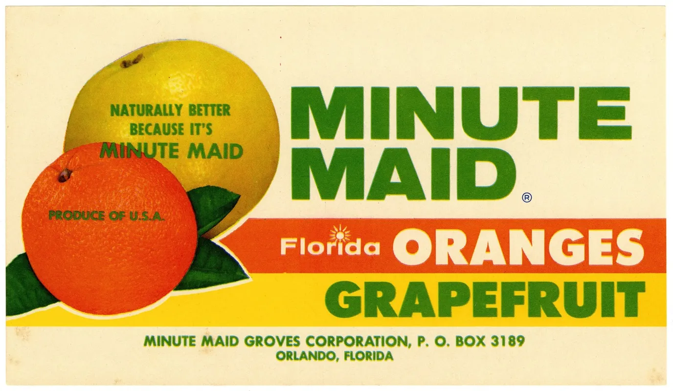 Minute Maid Florida Oranges And Grapefruit Label