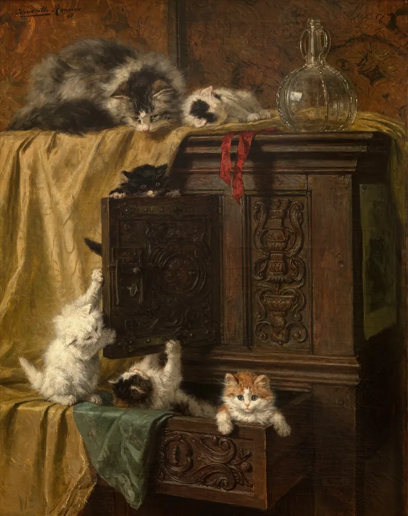 Misbehaving 3 Wall Art by Henriëtte Ronner-Knip - High-Resolution Digital Print