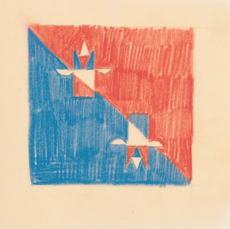 Miscellaneous Small Sketches For Inlaid Table Tops Design With Red And Blue Cubic Motif