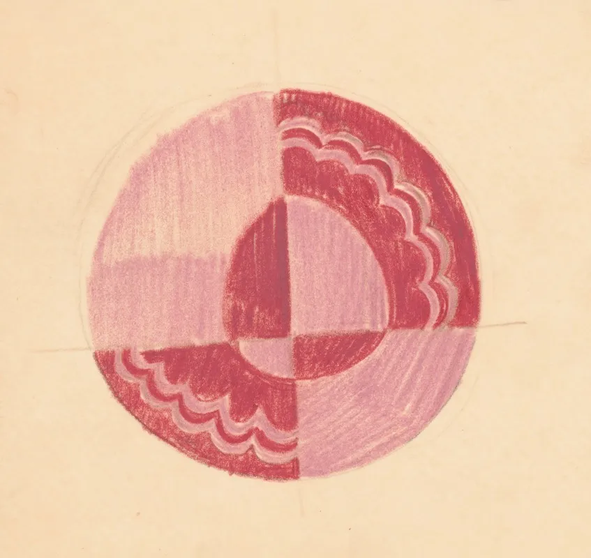 Miscellaneous Small Sketches For Inlaid Table Tops Design With Red And Pink Circular Motif