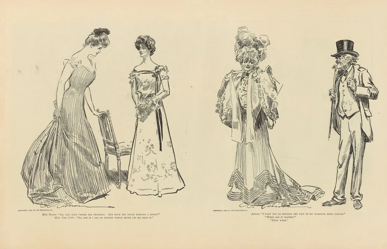 Miss Boston Ah Yes Your Verses Are Charming Wall Art by Charles Dana Gibson - High-Resolution Digital Print