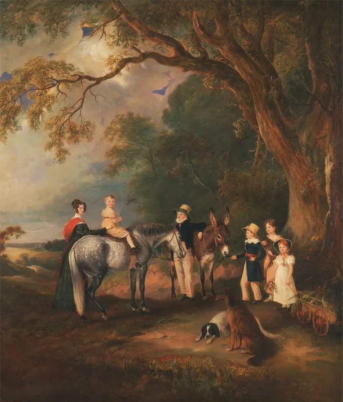 Miss Catherine Herrick With Her Nieces And Nephews The Five Elder Children Of The Rev And Mrs Hen Wall Art by John Ferneley - High-Resolution Digital Print