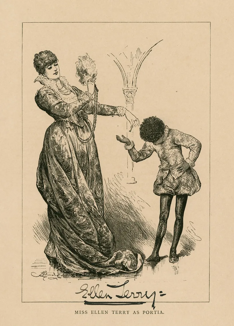 Miss Ellen Terry As Portia In Shakespeares Merchant Of Venice Wall Art by Frederick Barnard - High-Resolution Digital Print