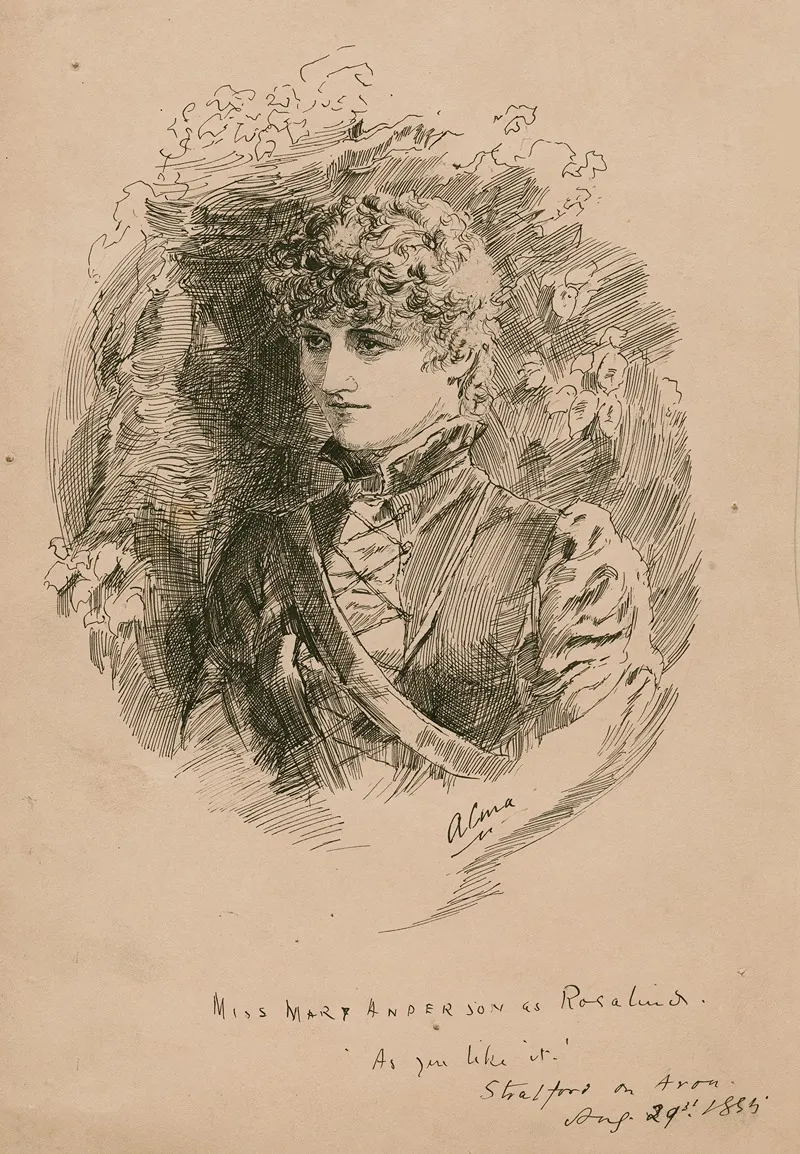 Miss Mary Anderson As Rosalind As You Like It Stratford On Avon August 29 1885 Wall Art by Alma - High-Resolution Digital Print