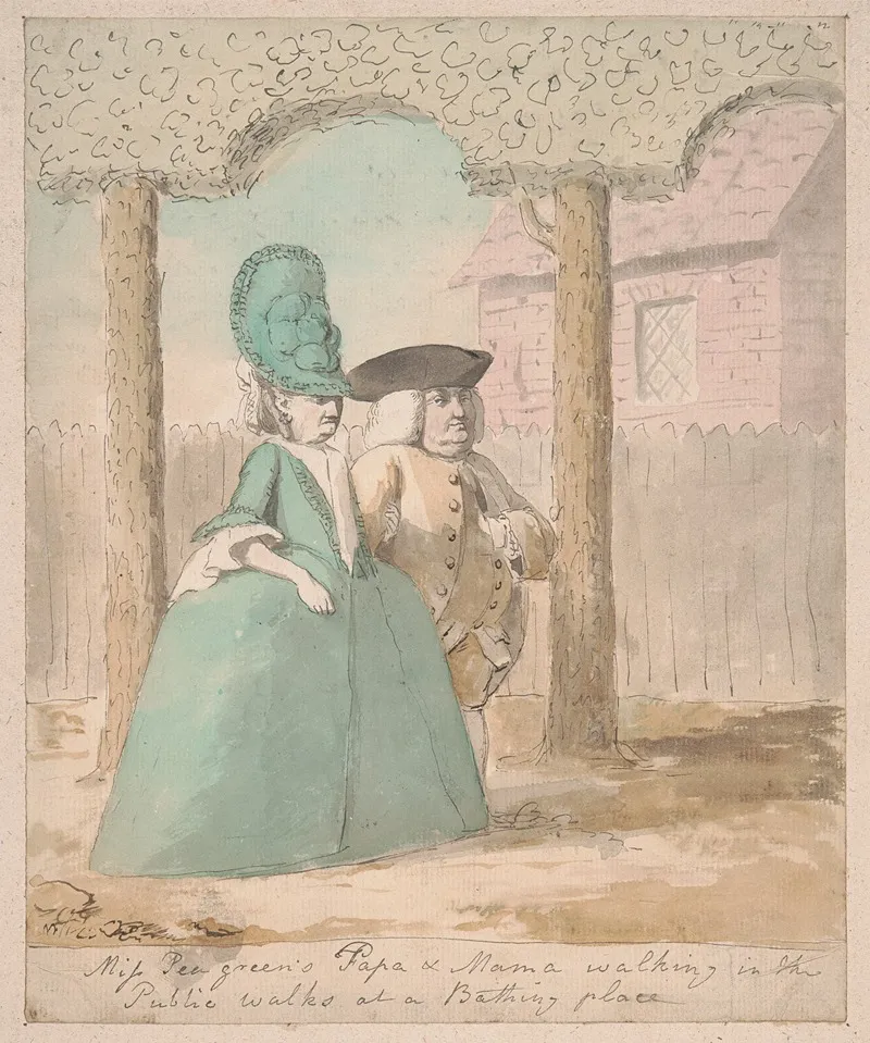 Miss Peagreens Papa Mama Walking In The Public Walks At A Bathing Place Wall Art by Nathaniel Dance Holland - High-Resolution Digital Print