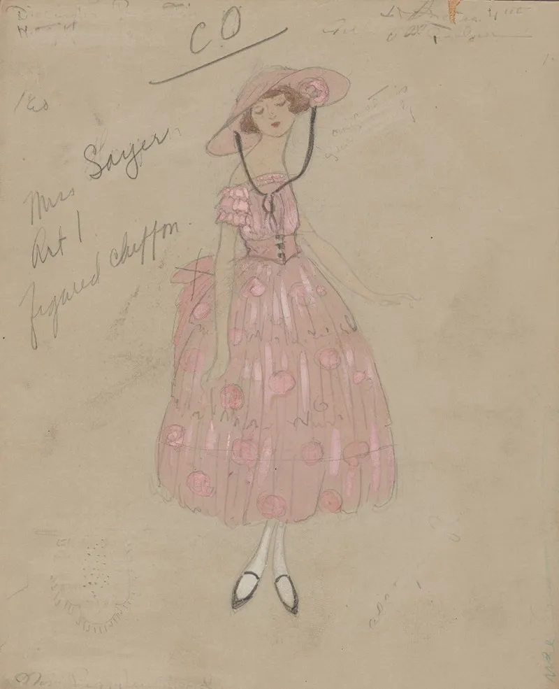 Miss Sayer Act I Figured Chiffon Wall Art by Helen Marguerite O'Kane - High-Resolution Digital Print