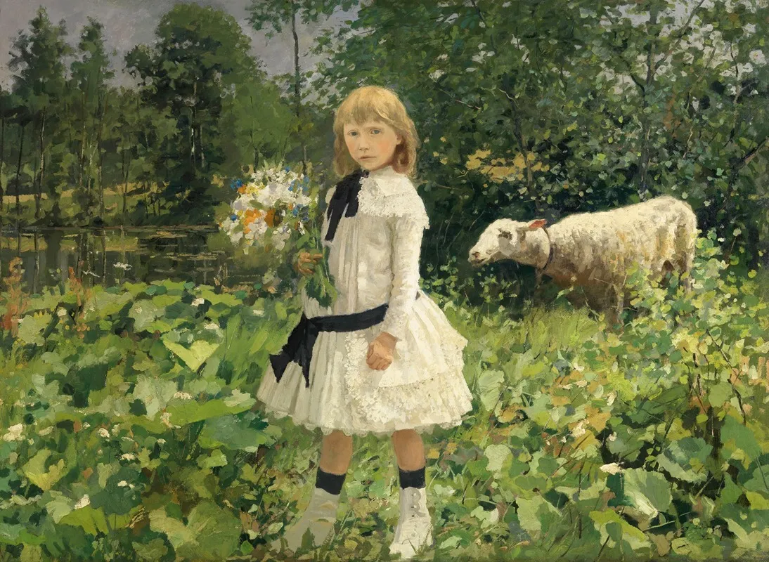 Miss Strobbe In A Park Wall Art by Jean-Baptiste Degreef - High-Resolution Digital Print