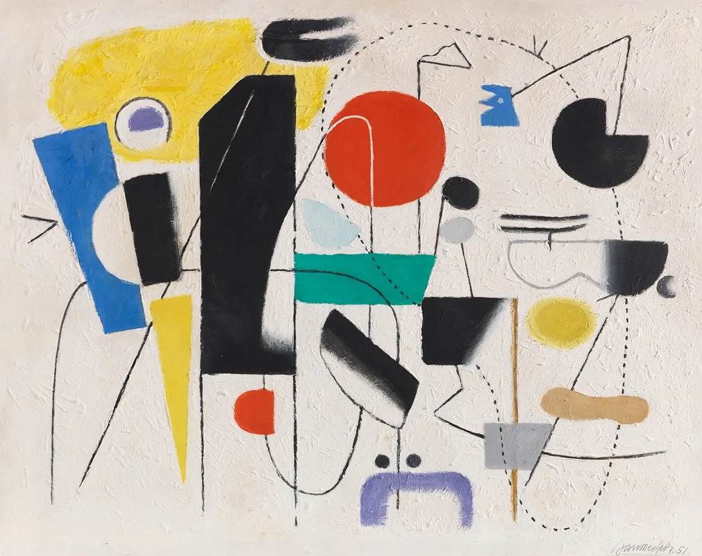 Mit Rotem Kreis I Wall Art by Willi Baumeister - High-Resolution Digital Print