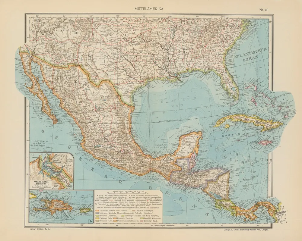 Mittelamerika Wall Art by Geographisches Institut der Flemming-Wiskott - High-Resolution Digital Print
