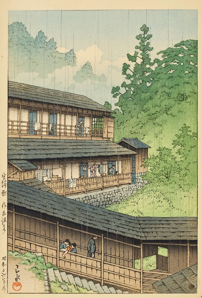Miyagi Ken Sakunami Onsen Sakunami Hot Springs In Miyagi Prefecture Wall Art by Kawase Hasui - High-Resolution Digital Print