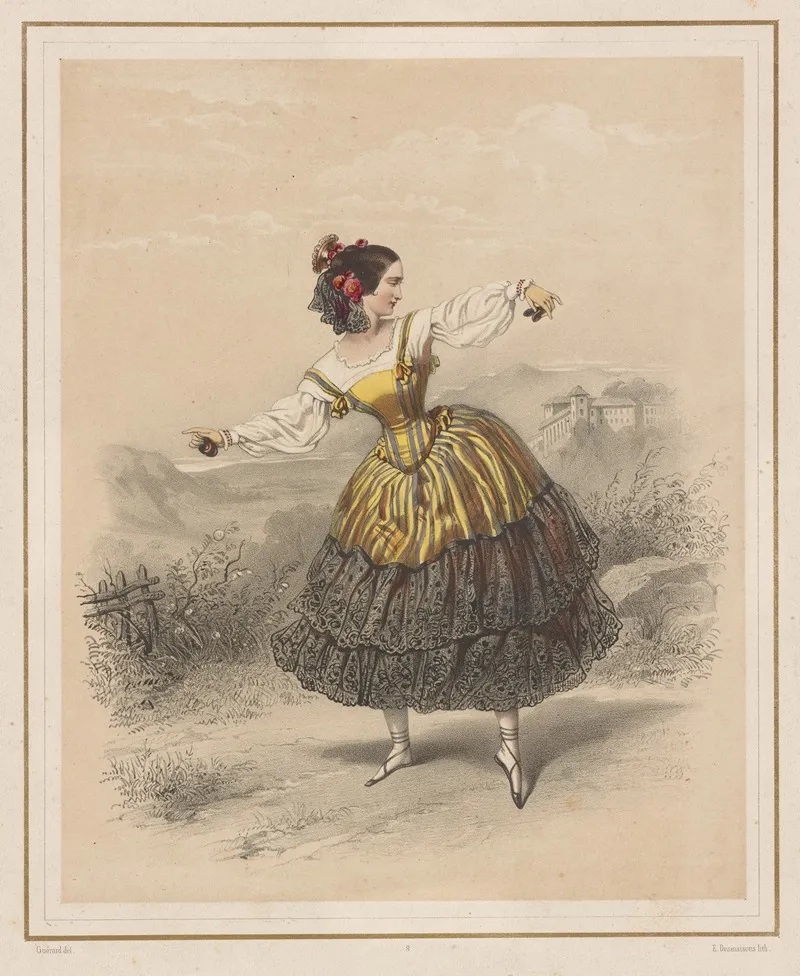 Mlle Fanny Essler La Cachucha Lopera Wall Art by Eugène Charles François Guérard - High-Resolution Digital Print