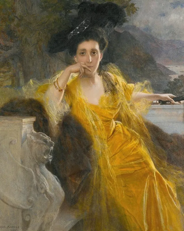 Mme Marie Louise Fould Nee Heine Wall Art by François Flameng - High-Resolution Digital Print