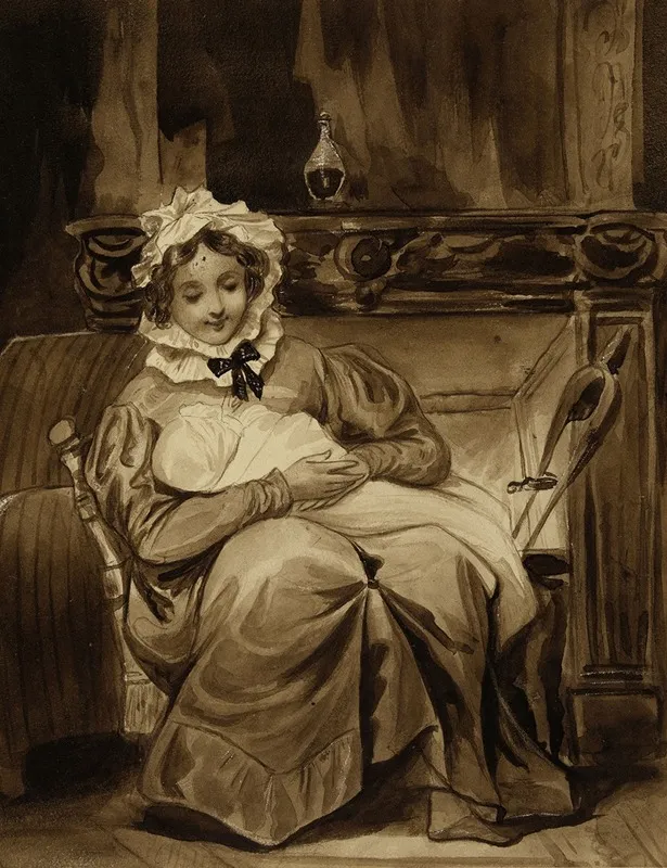 Mme Victor Hugo Endormant Lun De Ses Enfants