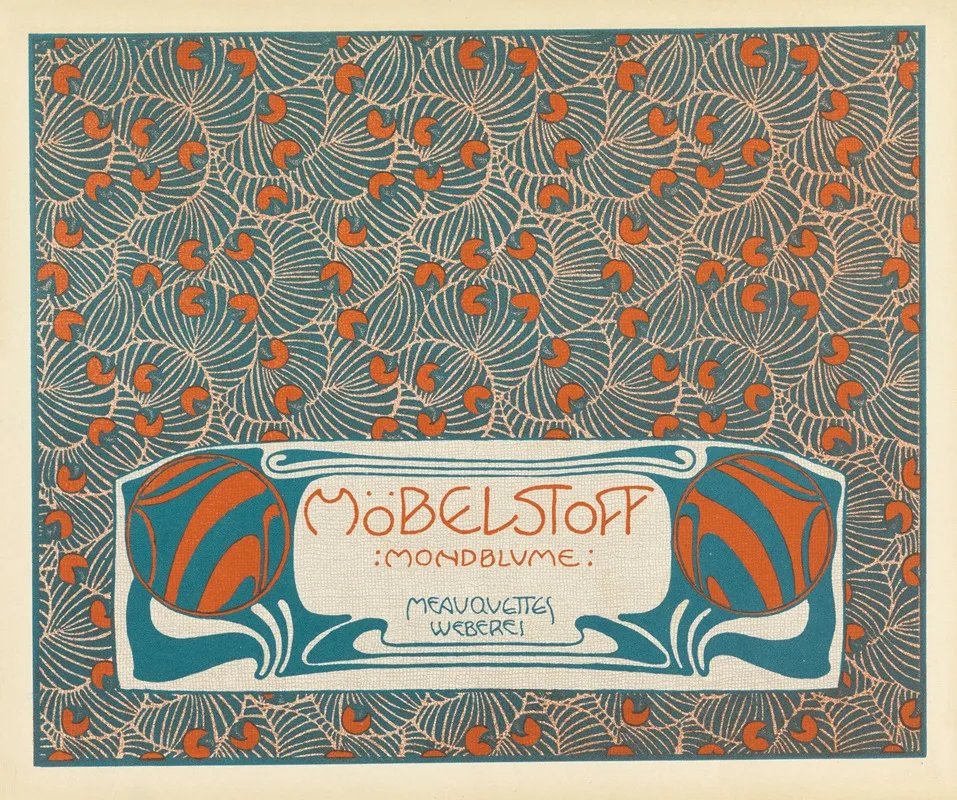 Mobelstoff Mondblume Meauquettes Weberei Moon Blossom Woven Upholstery Fabric Maquette Wall Art by Koloman Moser - High-Resolution Digital Print